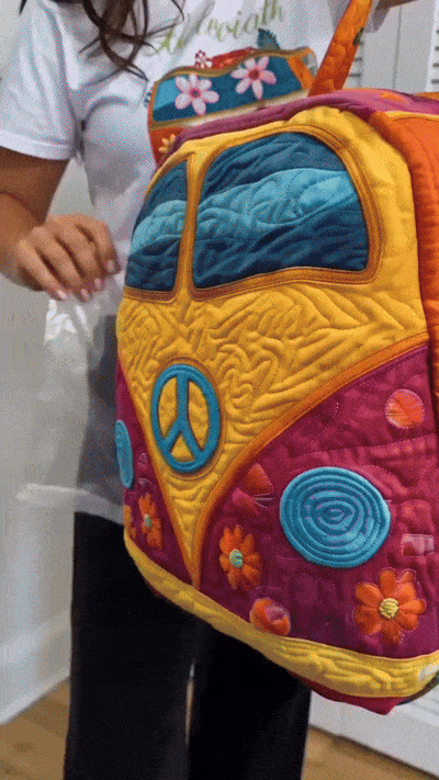 🎁Hippie Van Quilted Duffle Bag | Soft Travel Bag for Women & Men