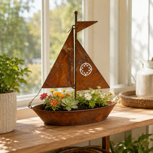 🎁Last Day 49% OFF🌼Rustic Sailboat Metal Planter