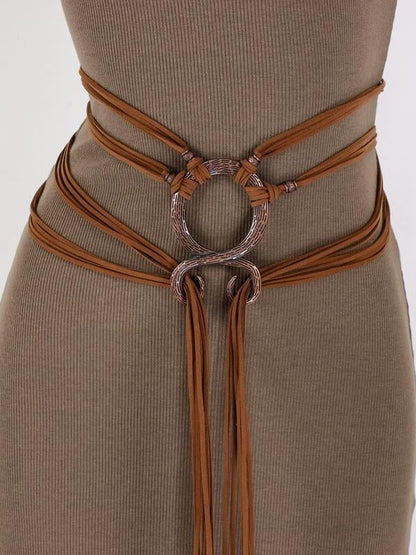🔥2026 HOT SALE 49% OFF🔥Medieval Viking Braided Leather Belt Set, with Ring Buckle & Tassel Decorations