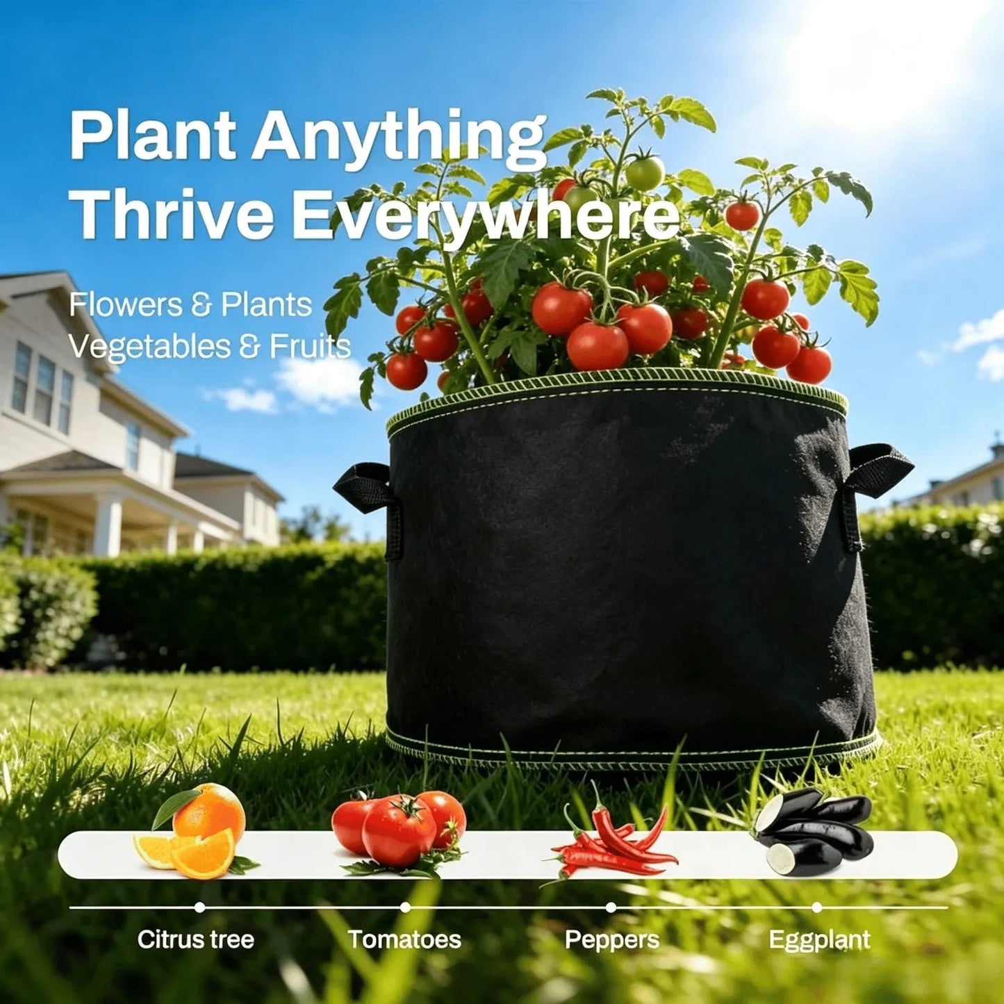 5-Pack 5 Gallon Grow Bags – Heavy Duty Aeration Fabric Pots with Handles for Vegetables, Flowers & Fruits 🪴
