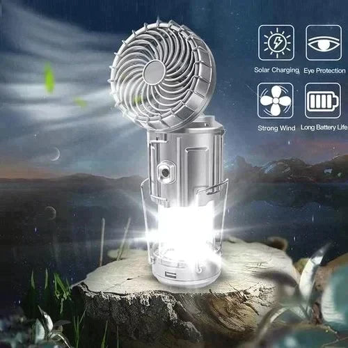 ⛺40% OFF🦬Portable Solar Powered Camping Lantern with Fan for Outdoor