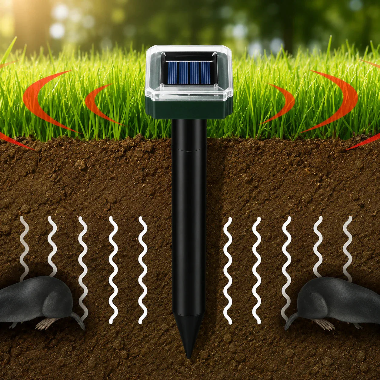 🌸Spring Sale 50% OFF☘️Solar Powered Waterproof Screw Mole Repellent