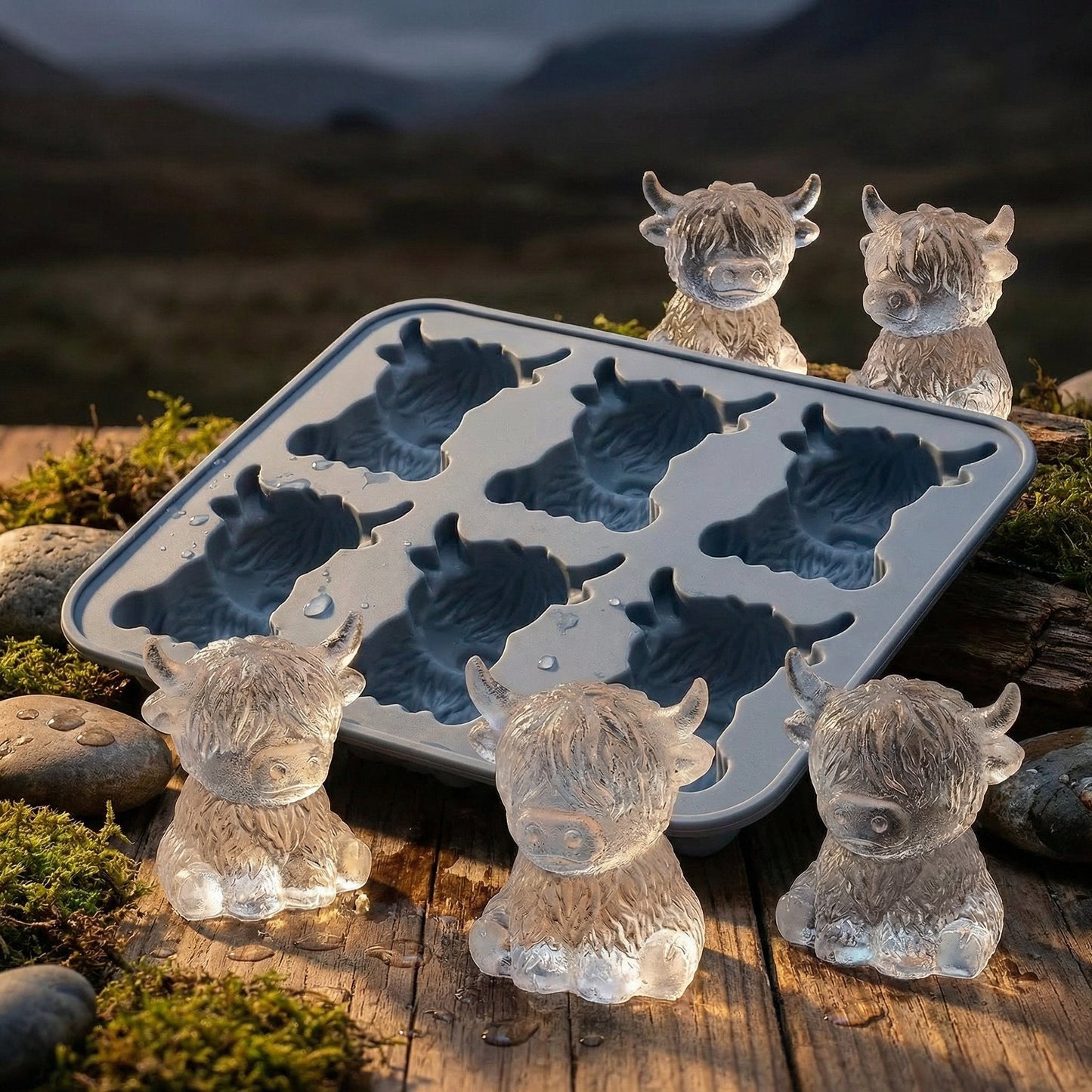 🐮🧊 Mini Highland Cow Ice Cube Mold – Cute 3D Ice for Drinks, Parties & Gifts
