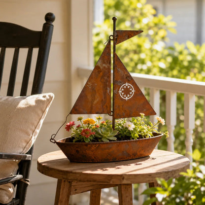 🎁Last Day 49% OFF🌼Rustic Sailboat Metal Planter