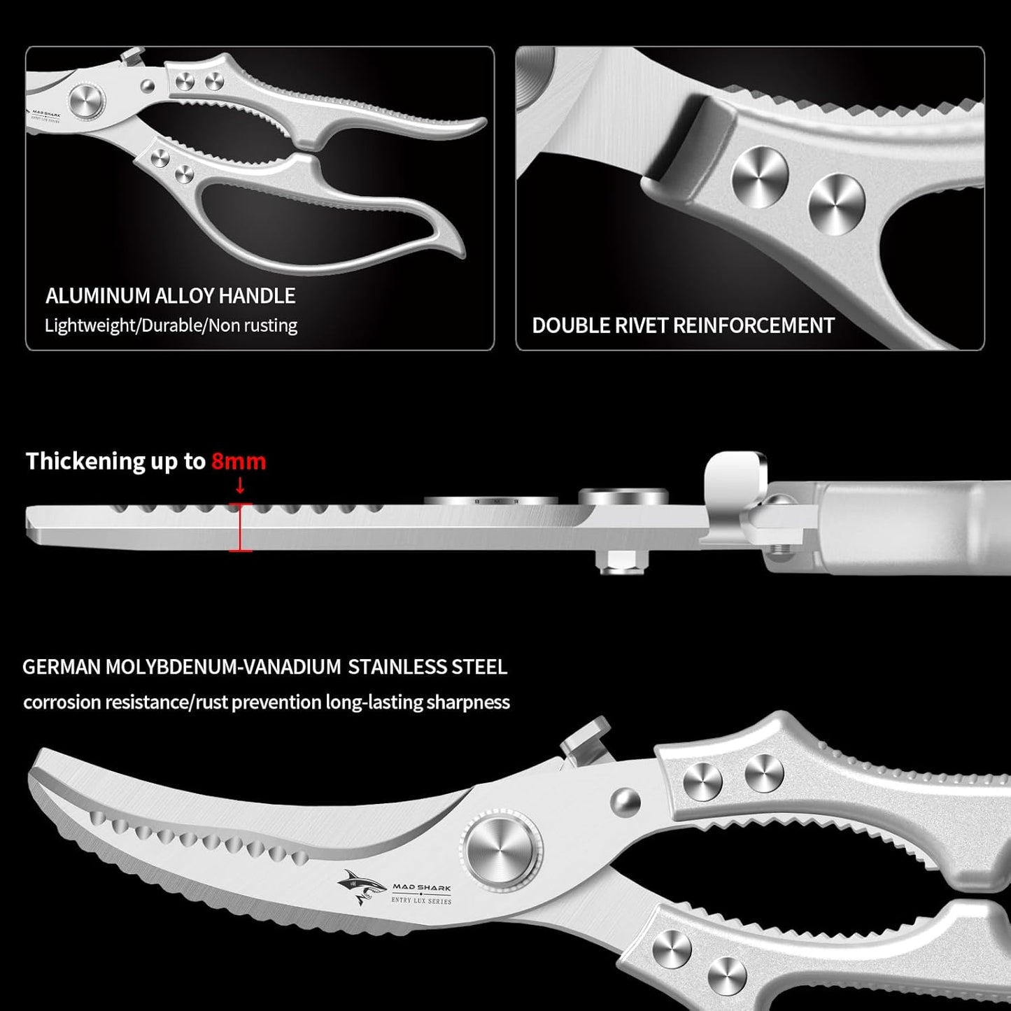 ✂️ Heavy-Duty Multifunction Kitchen Shears -Fish Scaler🐟 Bottle Opener🍾Safety Lock 🔪