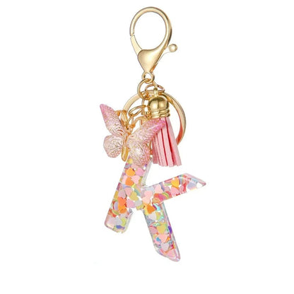 🔥Butterfly Letter Keychain Tassel Design Vibrant Durable Lightweight Gift