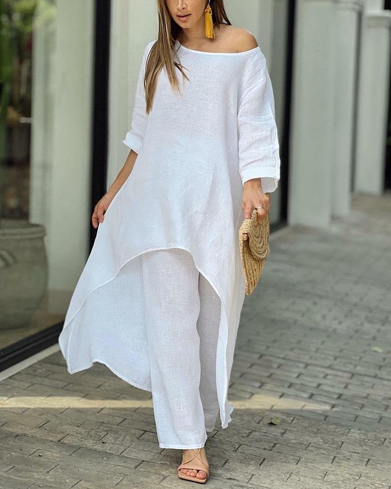 🔥SUMMER SALE🔥 Casual Irregular Long Sleeve Two-piece Set 💥 BUY 2 FREE SHIPPING