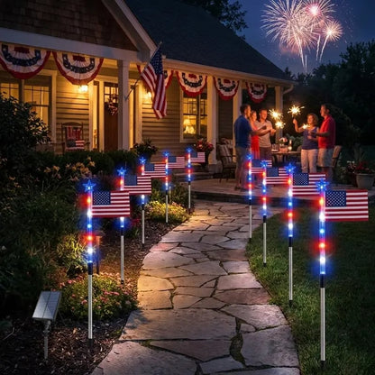 ⏰VIP Free Shipping-8 Solar American Flag Pathway Lights✨