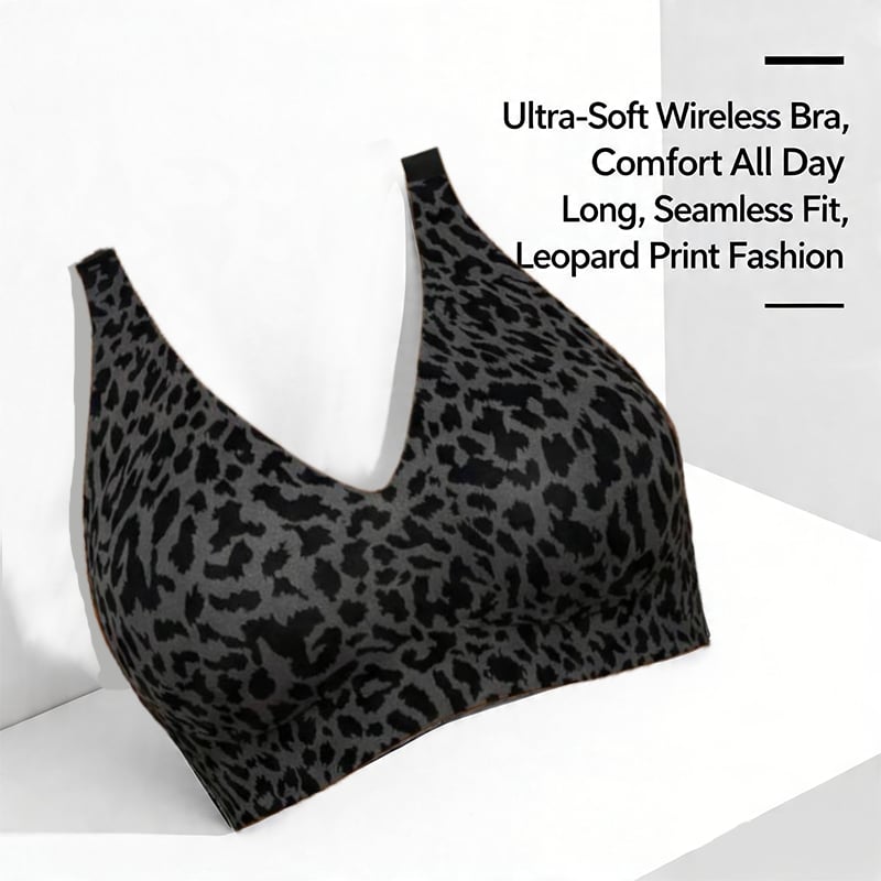 🏆🔥Super Firming Leopard Print Jelly  Bra | Women Wirefree Bras 👍No More Sagging Breasts