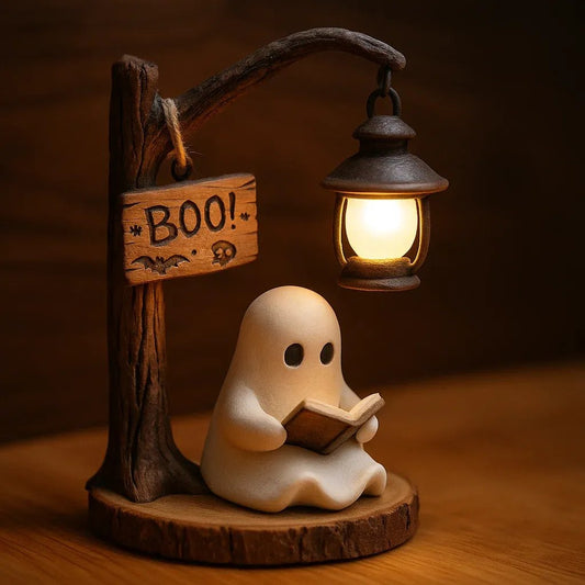 👻📖Cute Ghost Reading Lantern - BOO!