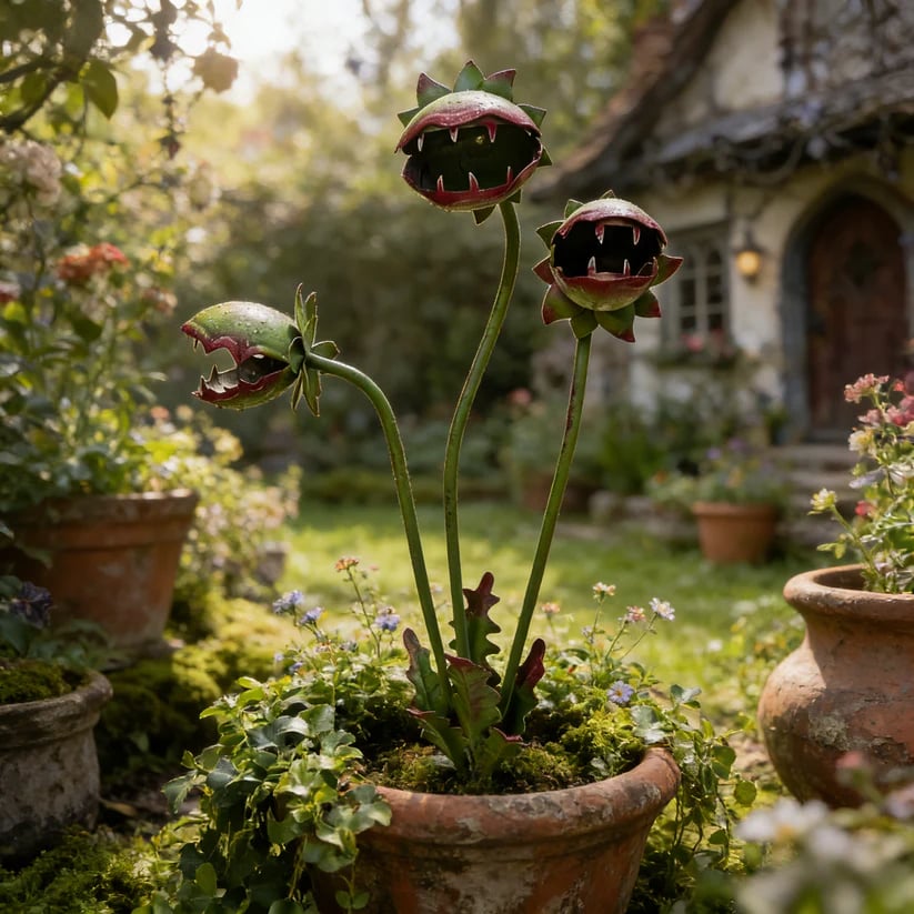 ⏰ Last Day 50% Off: 🪴 Whimsical Metal Carnivorous Plant Garden Stake