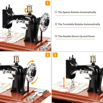 💖Special Offer🦋Wood Mini Sewing Machine Music Box