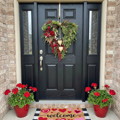 ❤️ Valentine’s Day Farmhouse Heart Wreath: Gold Bells, Red Roses & Berries🎉
