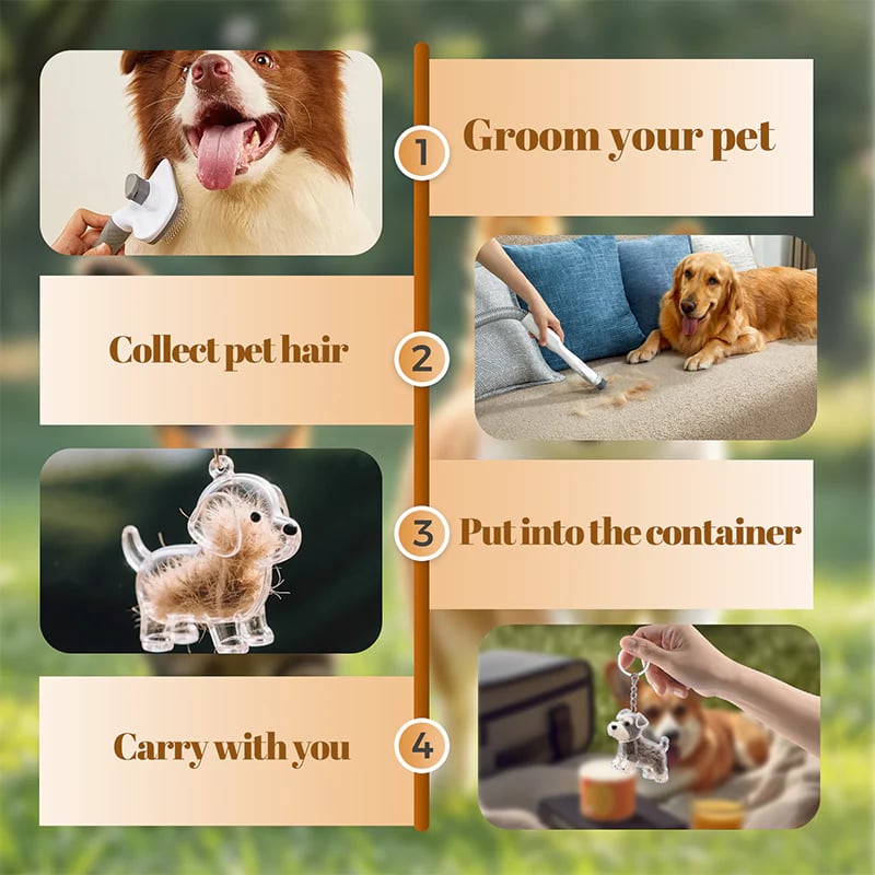 🐶🐱Newest Creative Transparent Dog/Cat Hair Collection Container Keychain