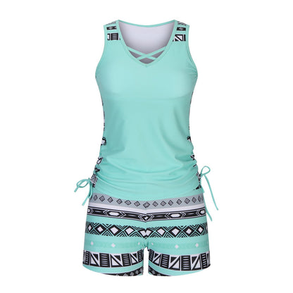 ⏰Miraclesuit Women's Tummy Control Tankini Set with Built-In Bra – Flattering Boho Swimwear with Shorts🔥 Buy 2 Free Shipping