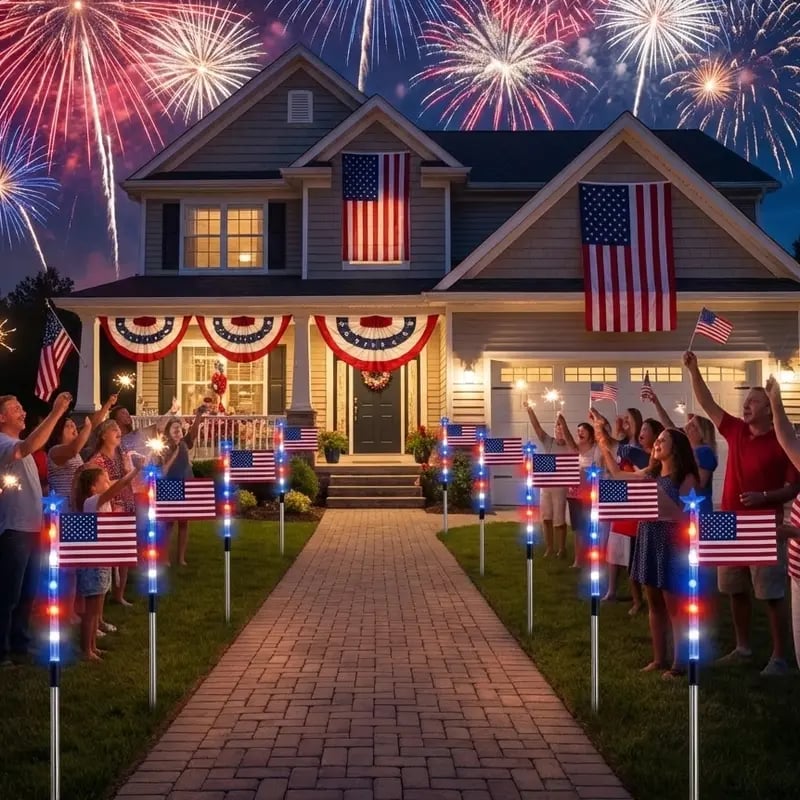 ⏰VIP Free Shipping-8 Solar American Flag Pathway Lights✨