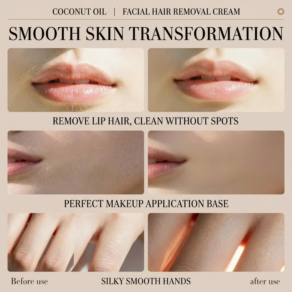 🥥 Painless Hair Removal — Face, Underarms, Legs, & Intimate Areas — Gentle Growth Inhibition: Coconut Hair Removal Cream