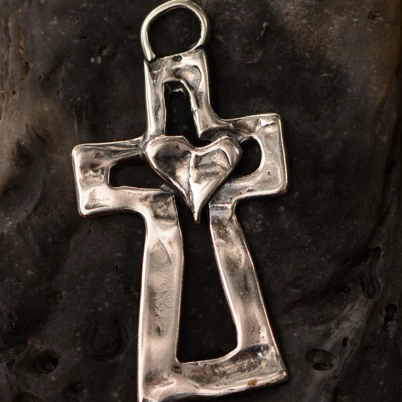 ✝️100% Handmade Silver Cross Healing Heart