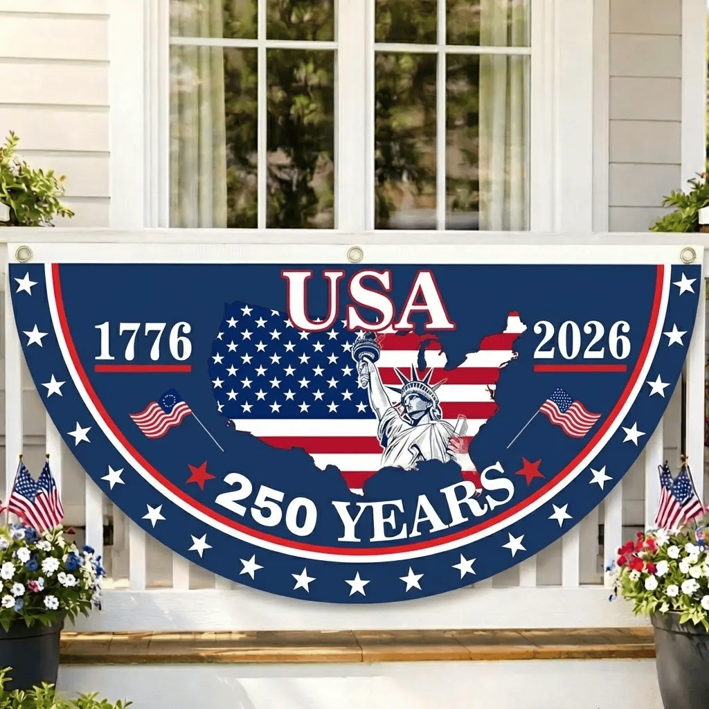 🇺🇸🗽USA 250th Anniversary Flag Half Round Banner🦅