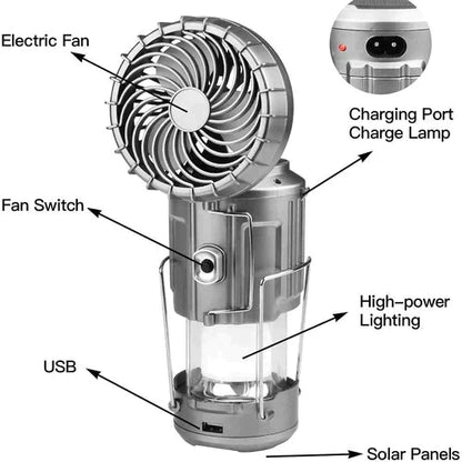 ⛺40% OFF🦬Portable Solar Powered Camping Lantern with Fan for Outdoor