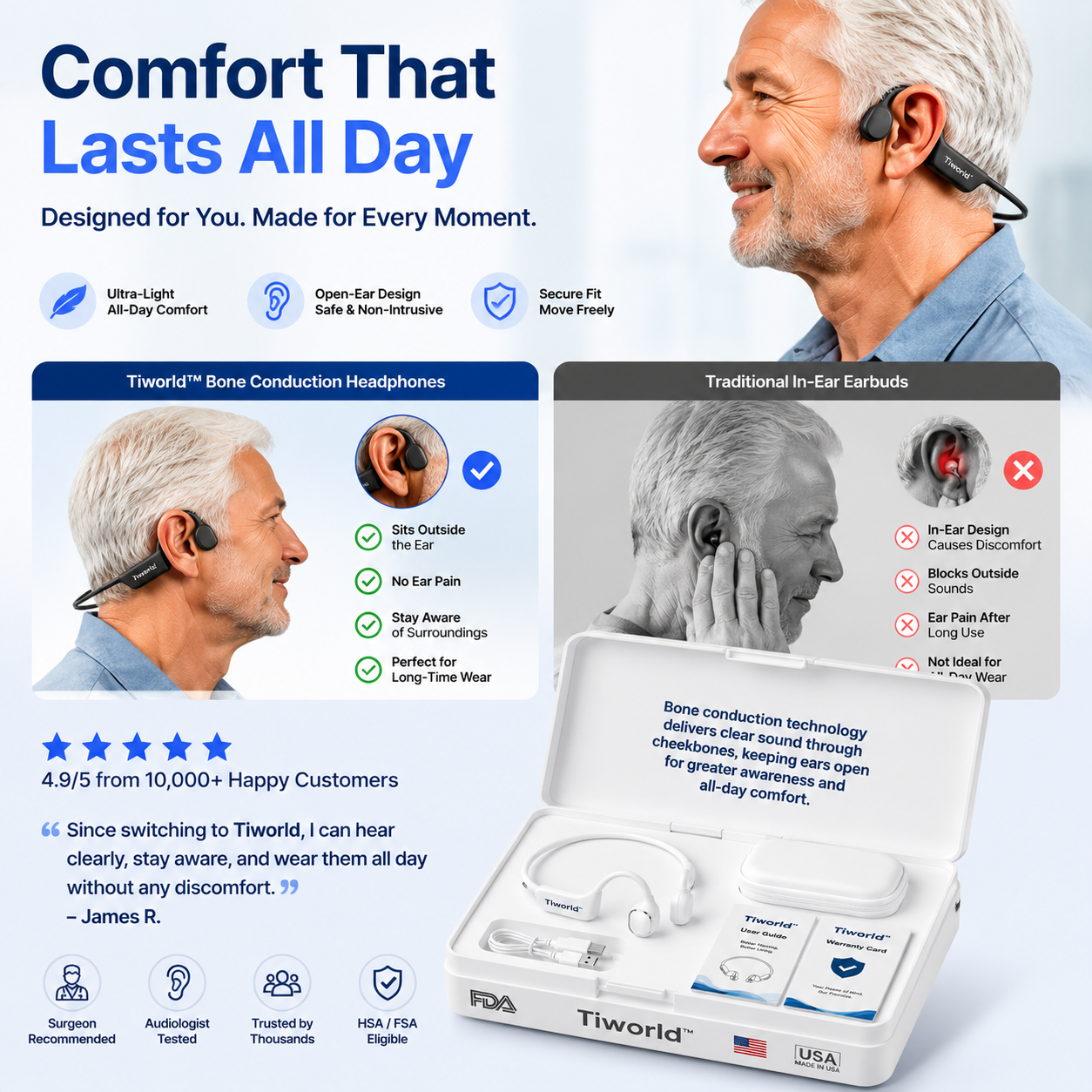 🔥 Final 2 Hours : Only Limited Stock Left🏆oeomon™ Bone Conduction Smart Hearing Headphones