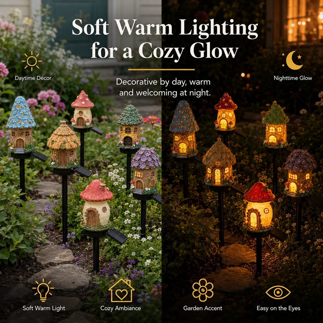 ✨Last Day: 47% OFF🔥Solar Fairy-Tale Mushroom Cottage Garden Light – Whimsical Warm Glow for Paths, Patios & Flower Beds 🍄🌙