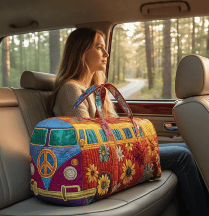 🎁Hippie Van Quilted Duffle Bag | Soft Travel Bag for Women & Men