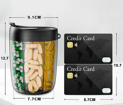 Last Day Promotion Pill Dispenser Bottle with 6 Compartments | Never Miss a Dose Again!