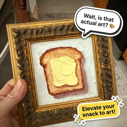 🍞🧈 Original Framed Butter Toast Oil Painting — Cozy Kitchen Wall Art 🖼️