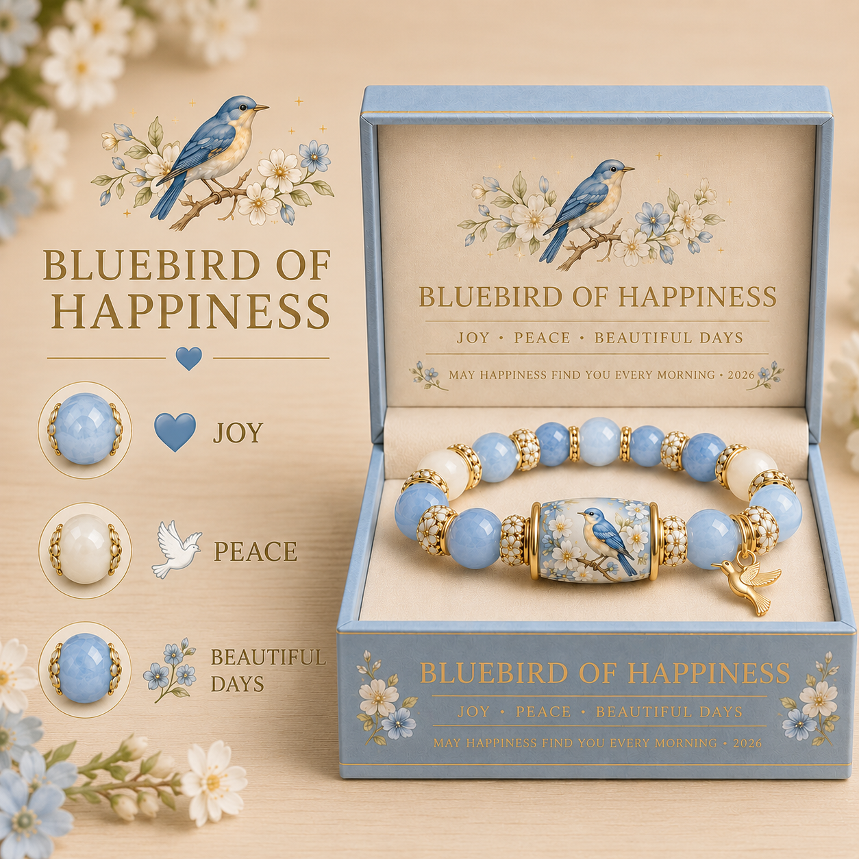🙏 2026 Limited Edition Bluebird Blessings Bracelet  with Exquisite Gift Box