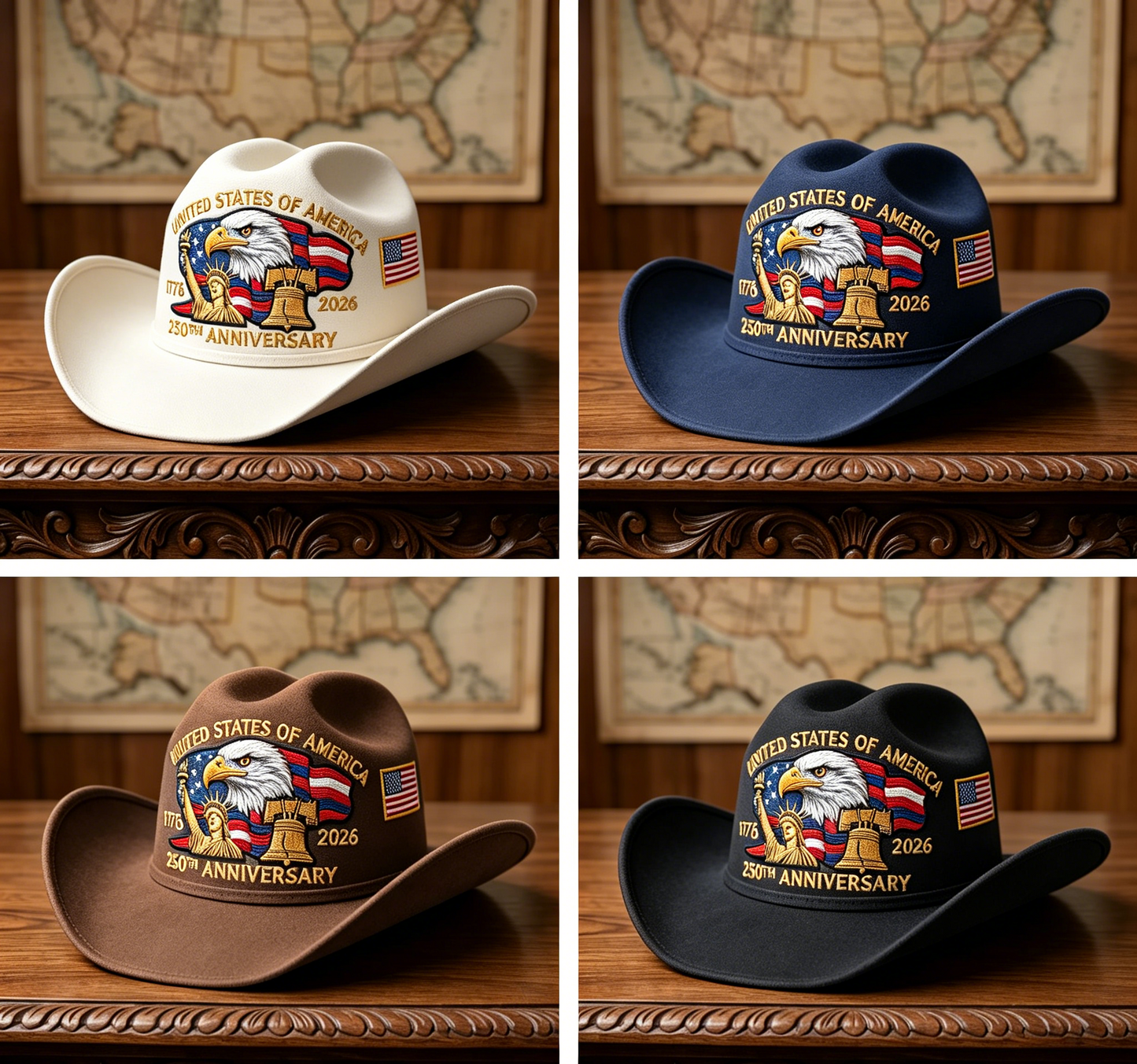 🔥Flash Sale-58% Off🔥⚡250th Anniversary Embroidered Cowboy Hat🦅