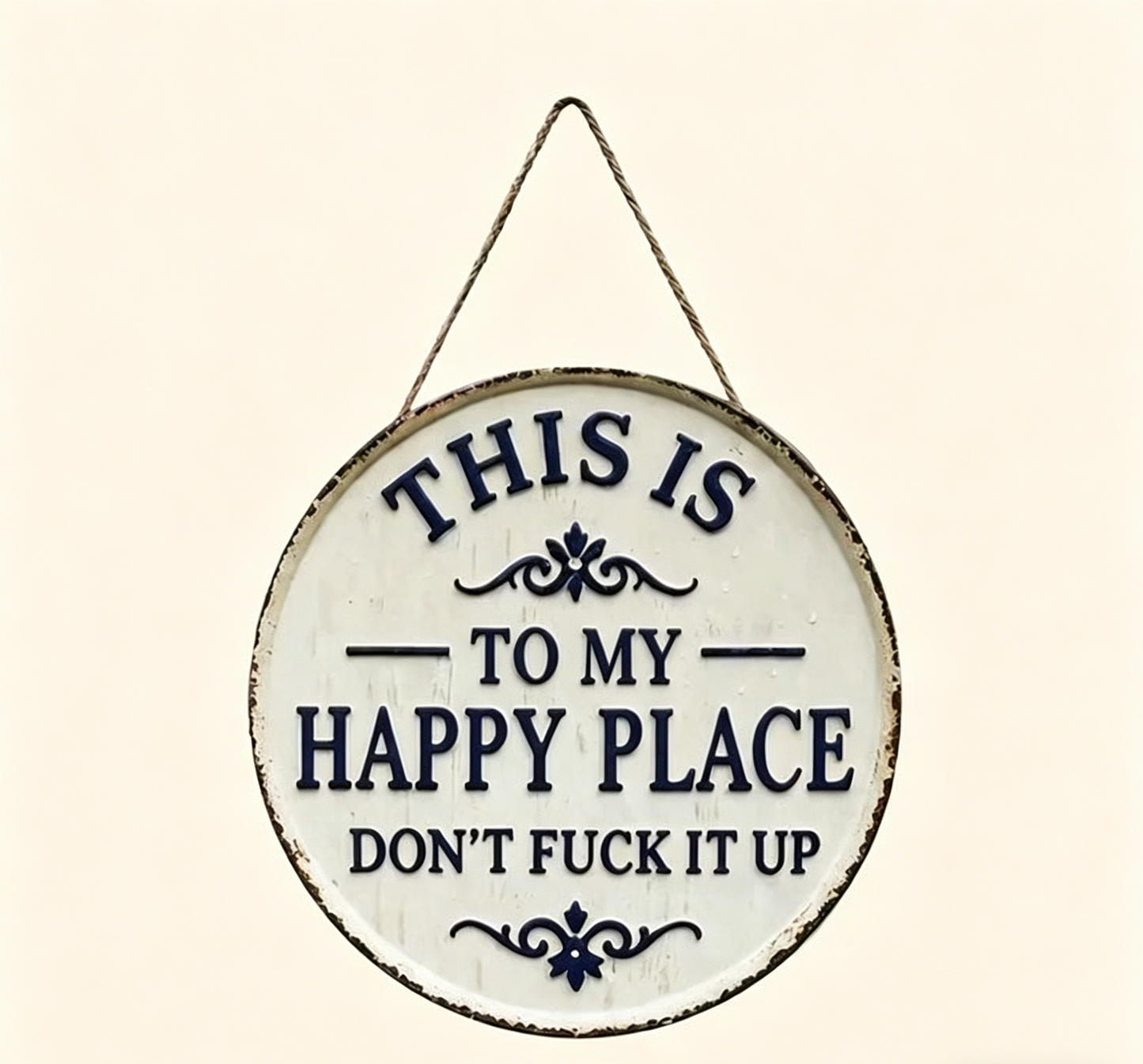 🔥Last Day Sale 60% OFF -Happy Place – Vintage Statement Metal Sign😊
