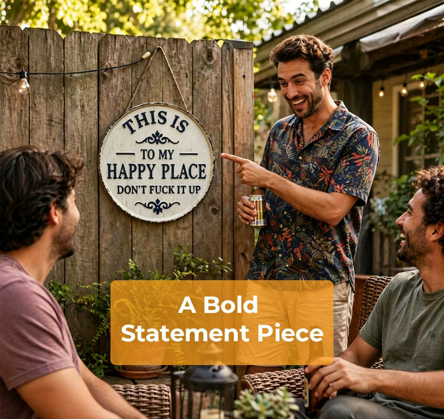 🔥Last Day Sale 60% OFF -Happy Place – Vintage Statement Metal Sign😊