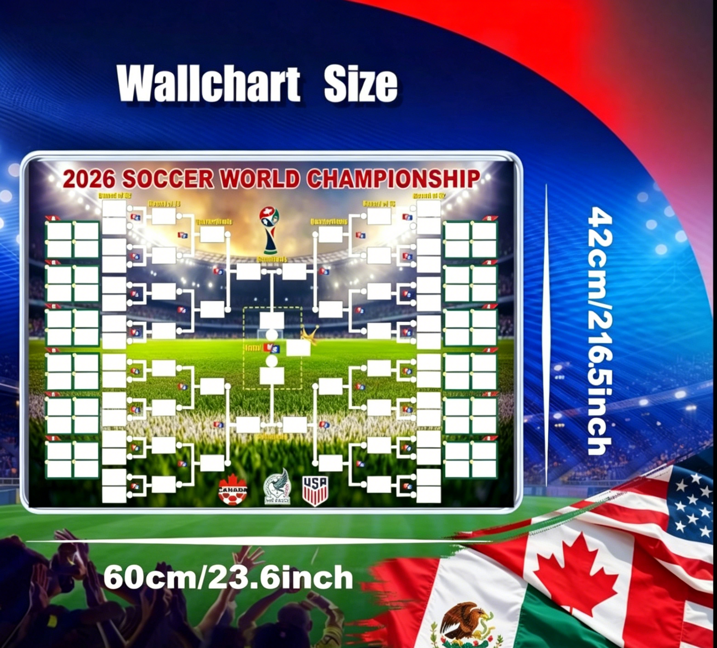 ⚽2026 Soccer The World Cup Schedule Poster & Final Round 48-team Collection Showcase, 2-in-1 Functional Poster
