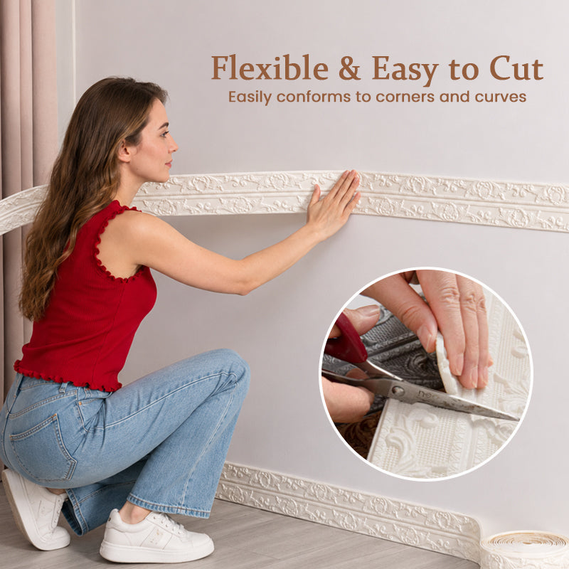 🏡Flexible Peel & Stick Decorative Trim – Wall, Ceiling & Cabinet Molding