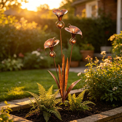 Copper Calla Lily Garden Chime Set – A Peaceful Touch for Flower Lovers 🌿🔔