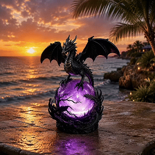 🔮Gothic Dragon LED Crystal Ball Lamp for Dark Aesthetic Decor