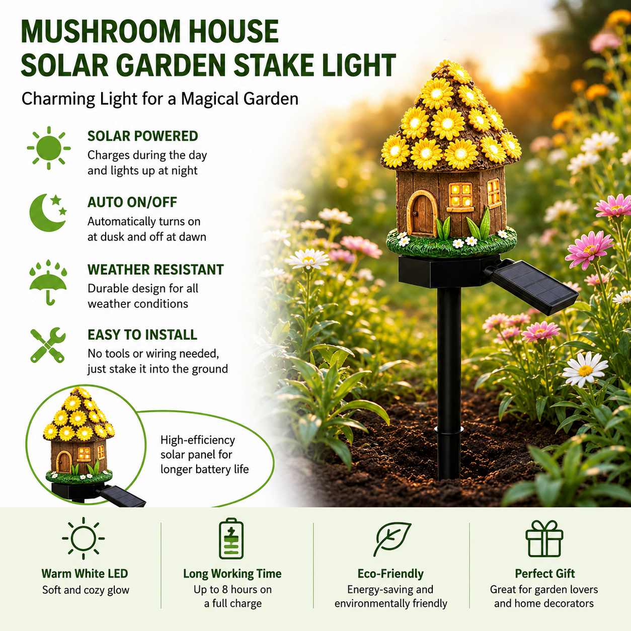 ✨Last Day: 47% OFF🔥Solar Fairy-Tale Mushroom Cottage Garden Light – Whimsical Warm Glow for Paths, Patios & Flower Beds 🍄🌙