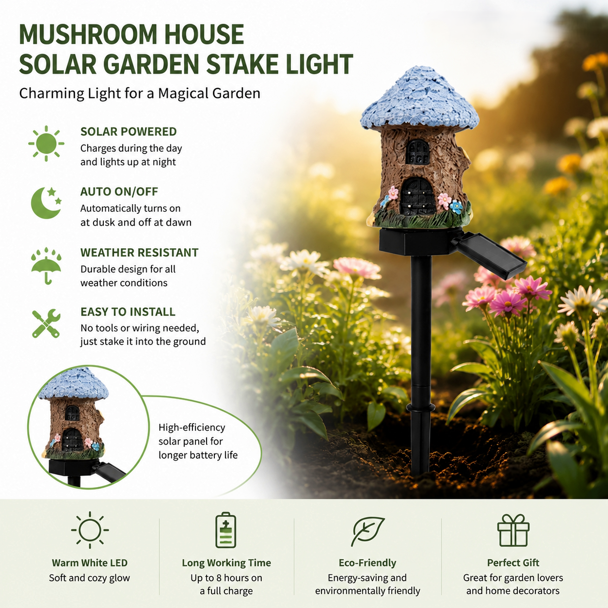 ✨Last Day: 47% OFF🔥Solar Fairy-Tale Mushroom Cottage Garden Light – Whimsical Warm Glow for Paths, Patios & Flower Beds 🍄🌙