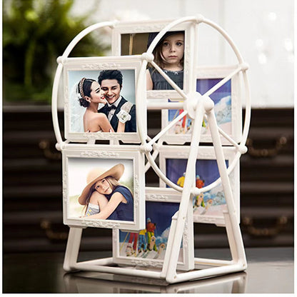 Vintage Rotating Wheel Picture Frame, 1/4 Counts Photo Display Frame