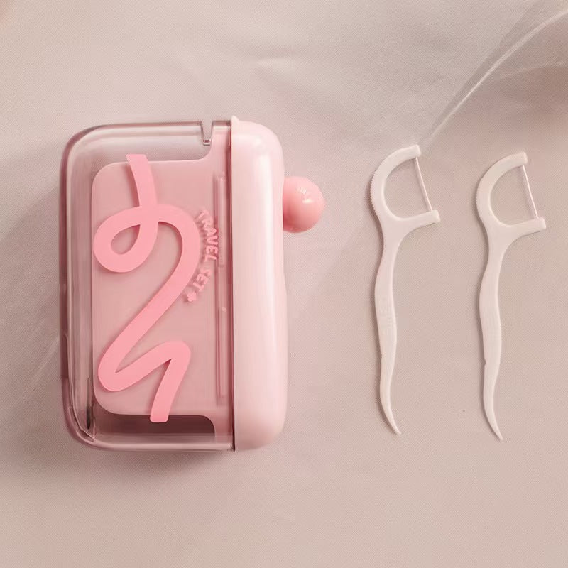 Travel-sized Storage Case with 50 Dental Floss Sticks
