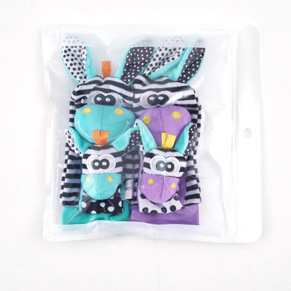 🔥Last Day 56% OFF - 👶🌈A set Newborn Baby Cartoon Animal Wrist Bell Rattle Socks