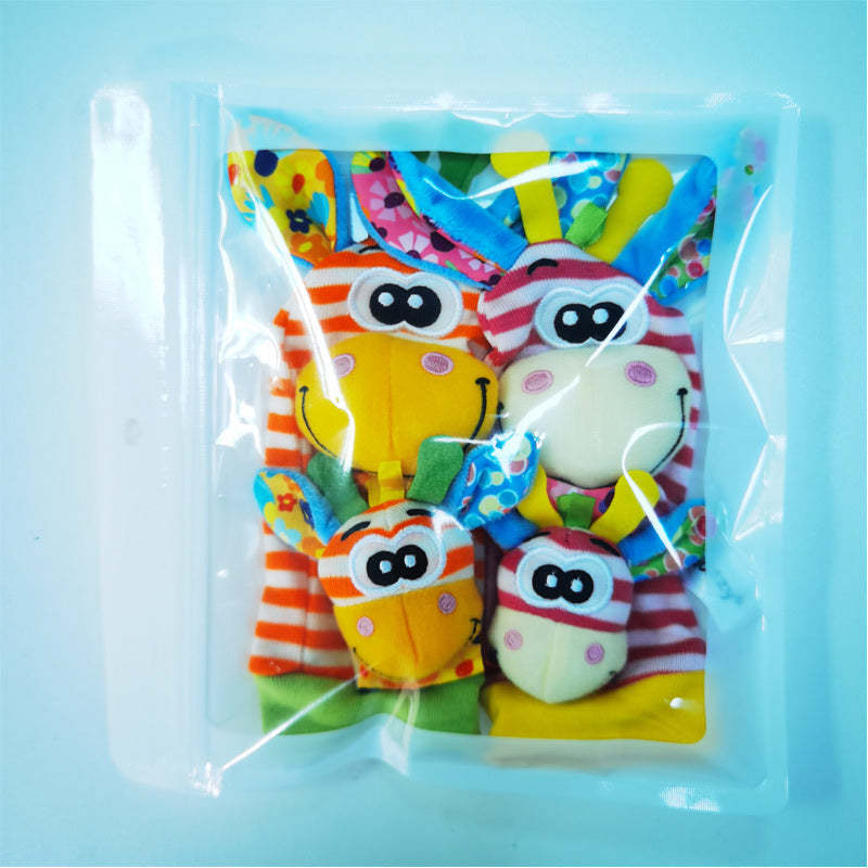 🔥Last Day 56% OFF - 👶🌈A set Newborn Baby Cartoon Animal Wrist Bell Rattle Socks