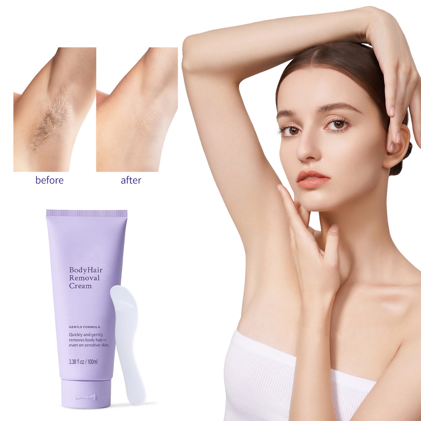 💜Buy 1 Get 1 FREE – Gentle & Painless Hair Removal Cream for Face & Body