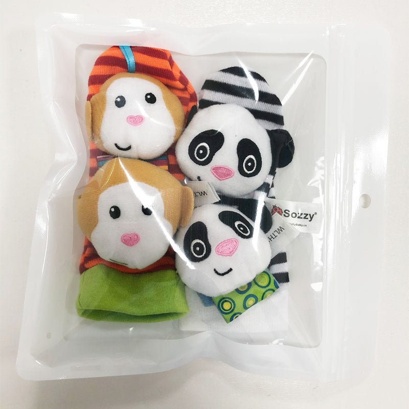 🔥Last Day 56% OFF - 👶🌈A set Newborn Baby Cartoon Animal Wrist Bell Rattle Socks