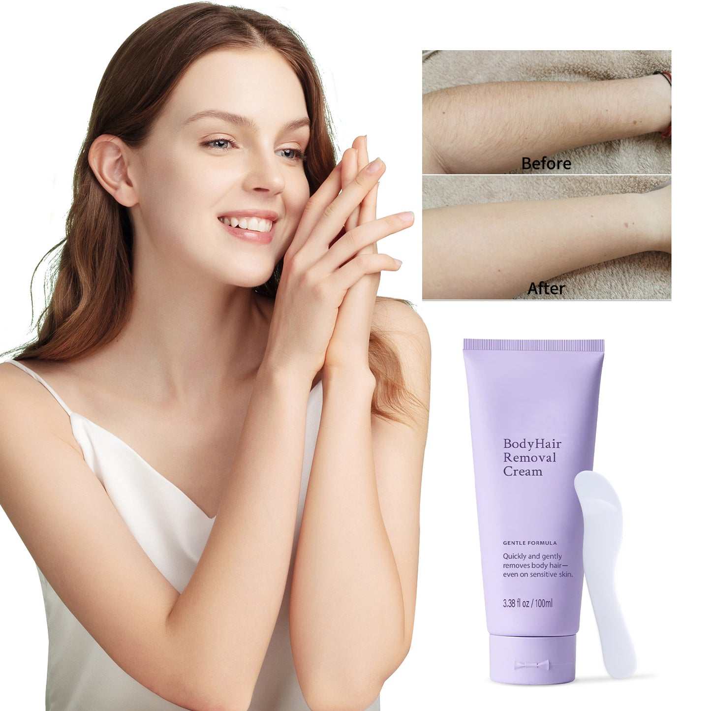 💜Buy 1 Get 1 FREE – Gentle & Painless Hair Removal Cream for Face & Body