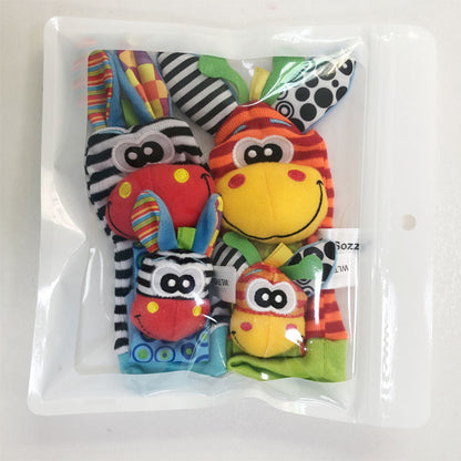 🔥Last Day 56% OFF - 👶🌈A set Newborn Baby Cartoon Animal Wrist Bell Rattle Socks