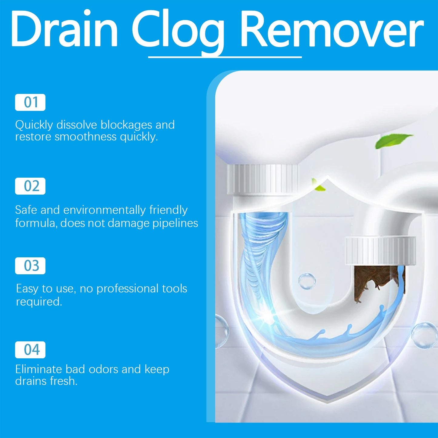 🏆 40K+ SOLD! ✨ Fish-Shaped Quick-Dissolving Drain Clog Remover | Fast & Easy Fix 💧 | 50% OFF Today Only