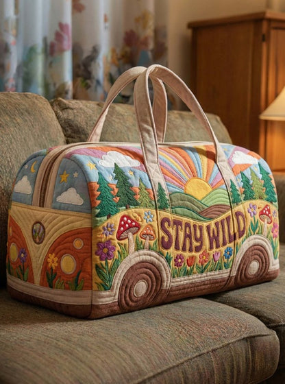 🎁Hippie Van Quilted Duffle Bag | Soft Travel Bag for Women & Men
