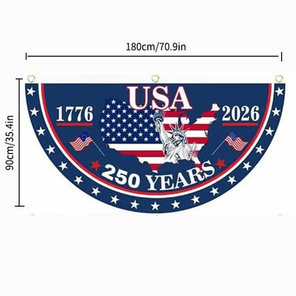 🗽USA 250th Anniversary Flag Half Round Banner🦅